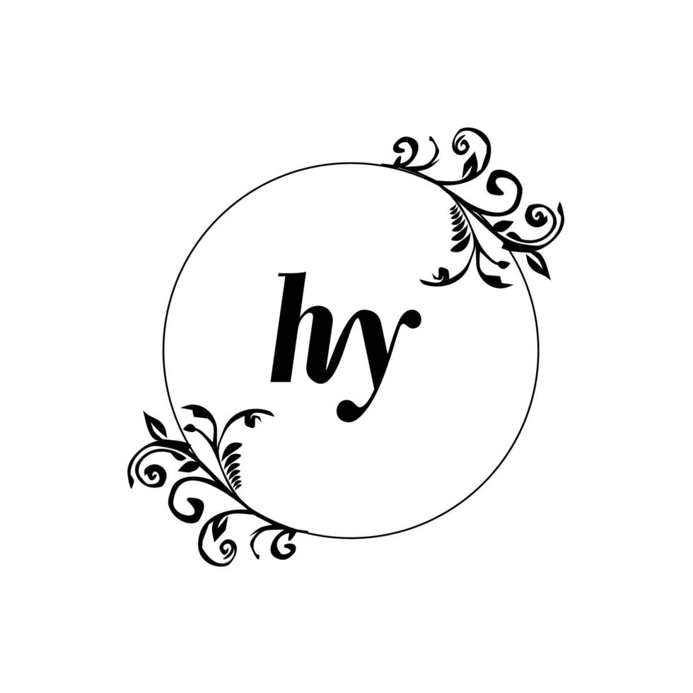 inicial hy logo monograma letra femenina elegancia vector