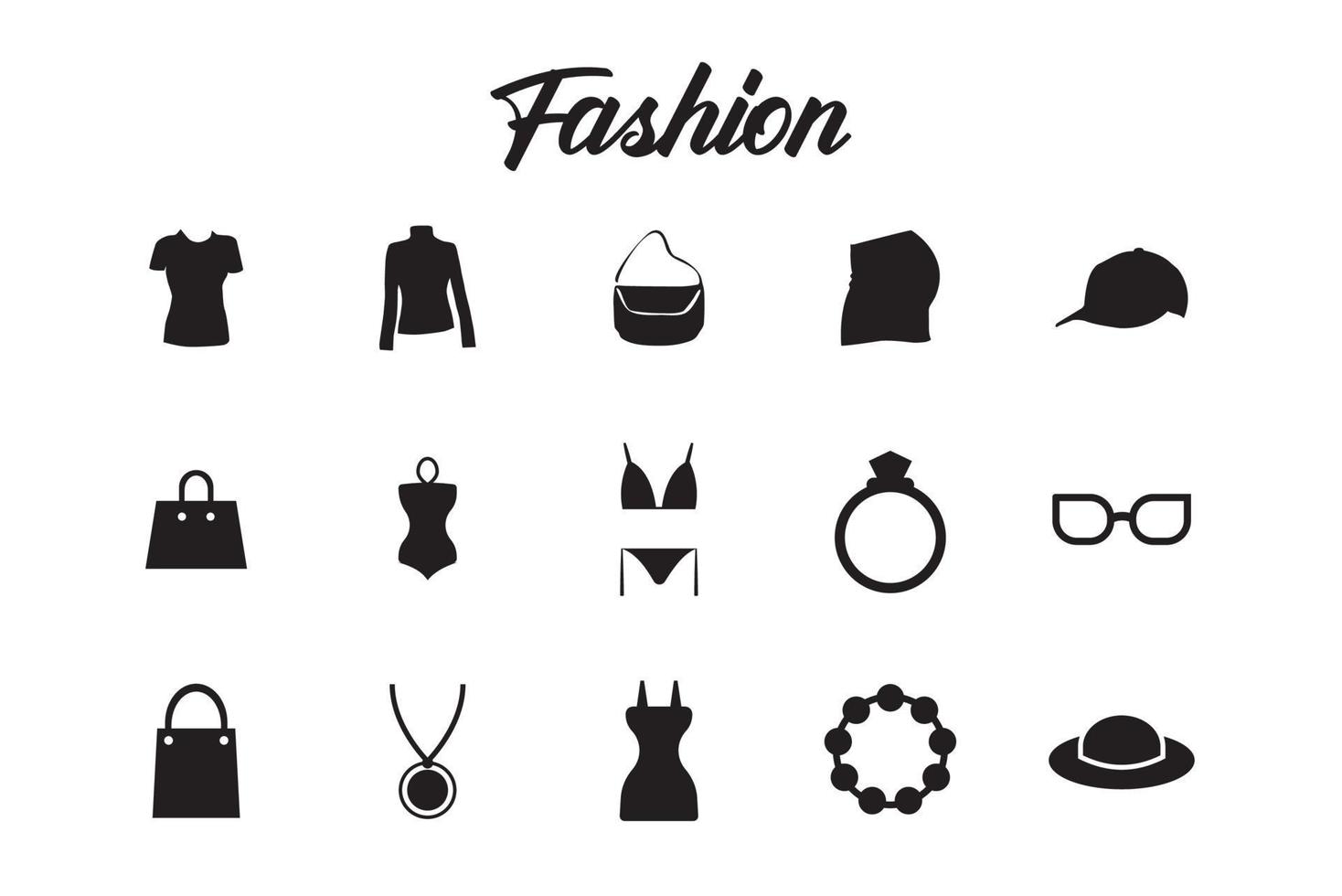 Fashion Icon Set Solid Style,  easy to change color and size vector