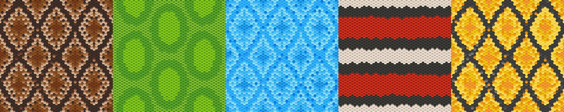 Textures of colored snake or lizard skin vector