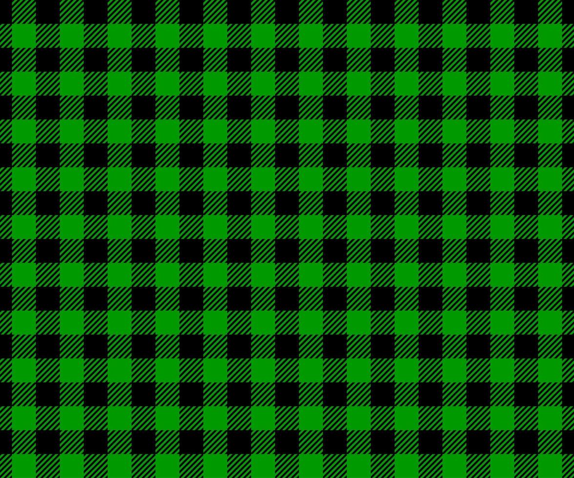 Horizontal green and black buffalo plaid texture. Checkered seamless pattern. Geometric fabric background for flannel shirt, picnic blanket, kitchen napkin, tweed coat vector