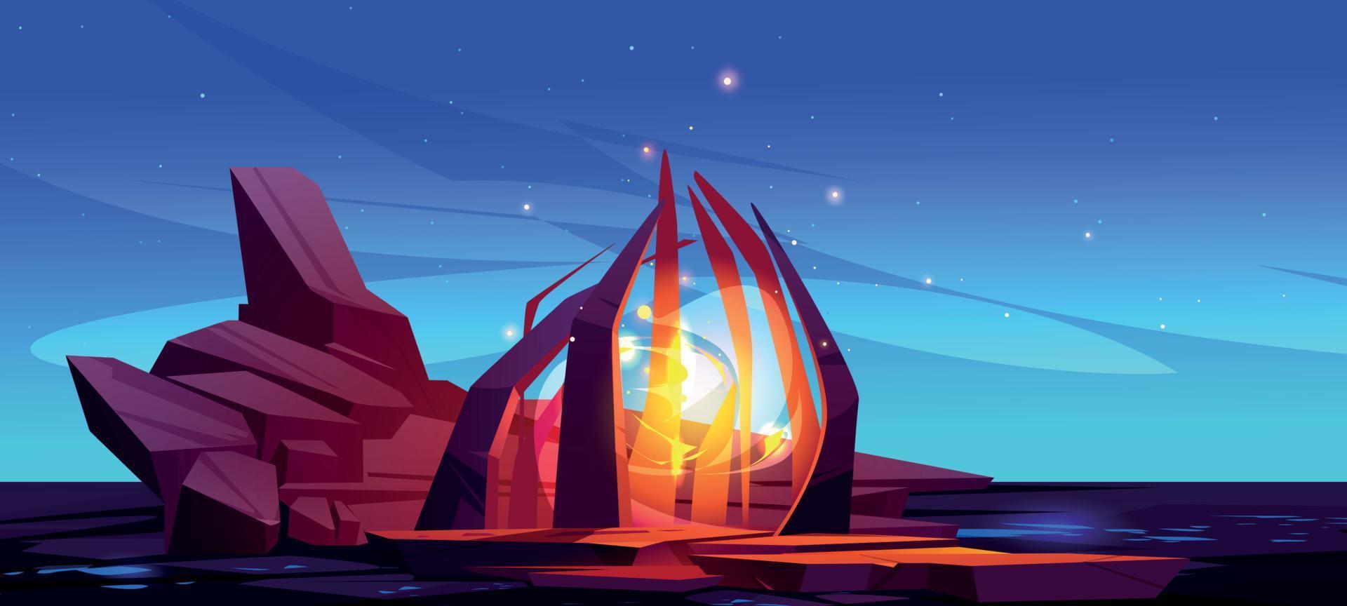 Magic portal, fantastic gate to alien world vector