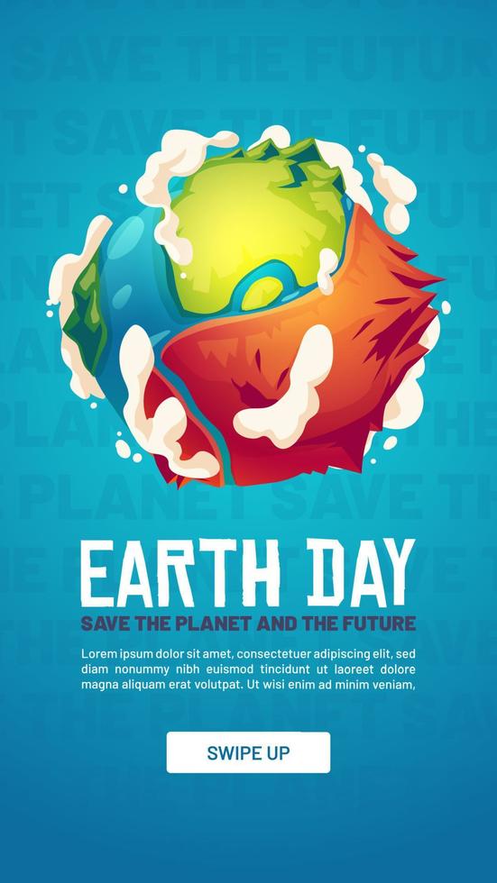 World Earth day poster, save planet environment vector