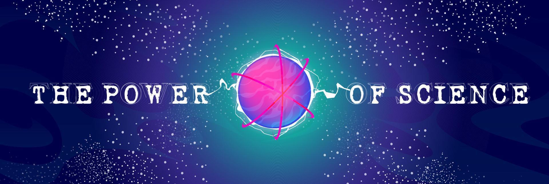 Science power poster with neon energy ball vector