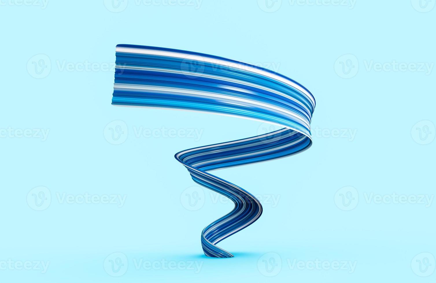 Blue paint brush stroke. bright spiral gradient 3d paint brush with vibrant texture 3d illustration photo