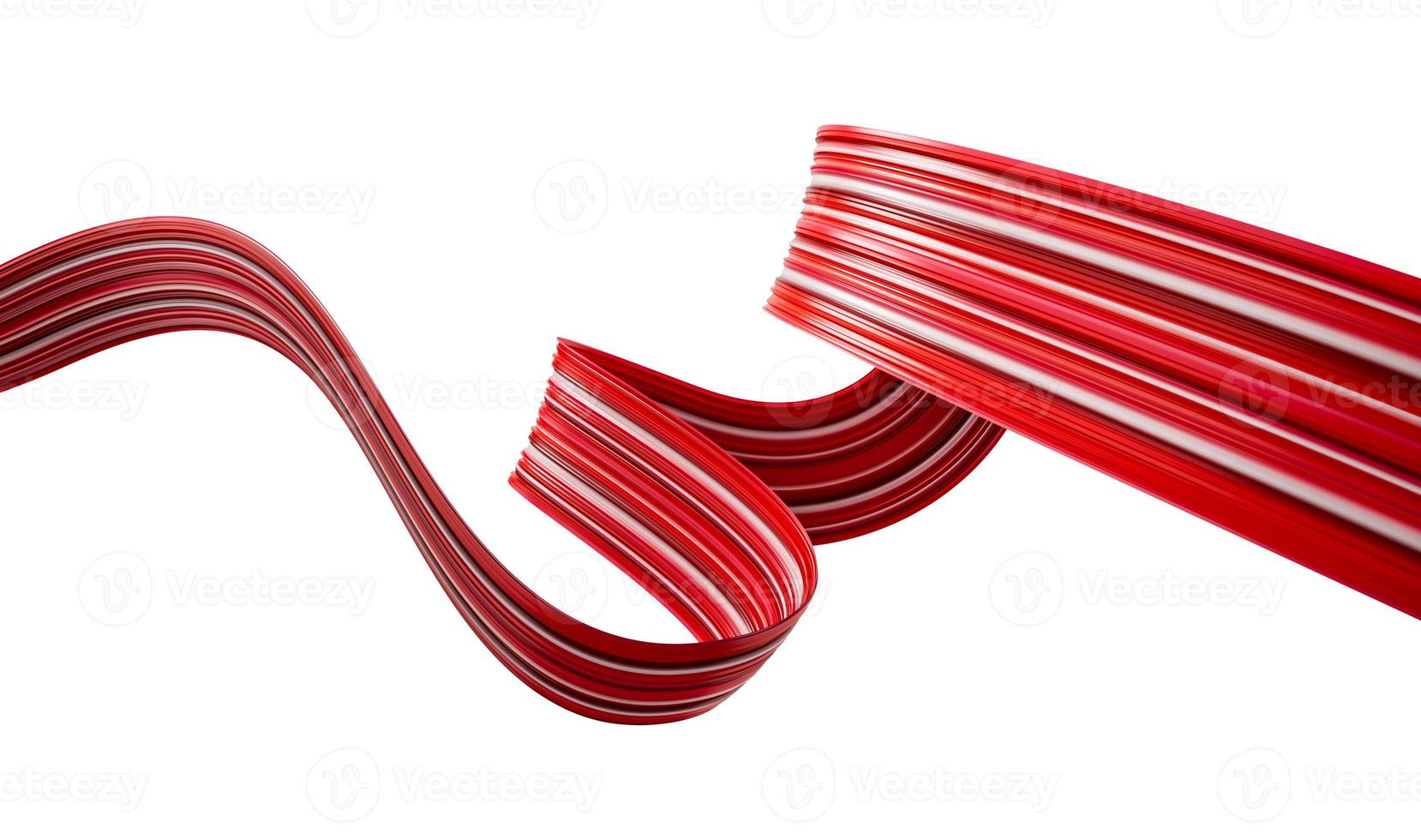 Stripes, abstract effect, paint colorful curl, artistic spiral. red ribbon on white background. 3d illustration photo