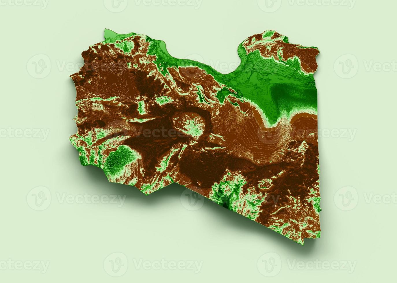 Libya Topographic Map 3d realistic map Color 3d illustration photo