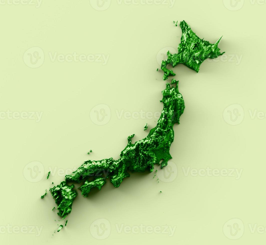 Japan Topographic Map 3d realistic map Color 3d illustration 13834424