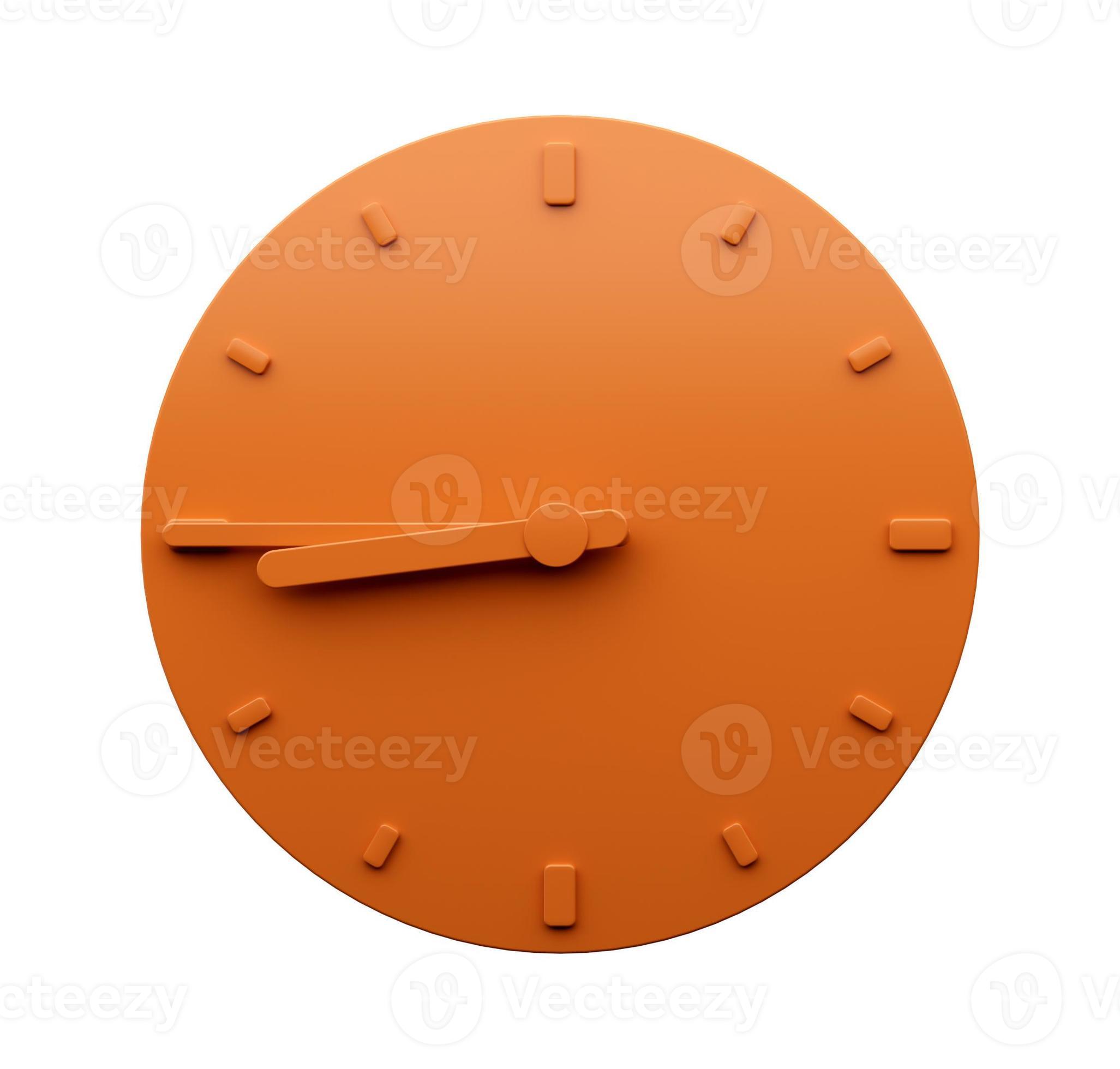 Minimal Orange clock 8 45 o clock quarter to Nine abstract Minimalist