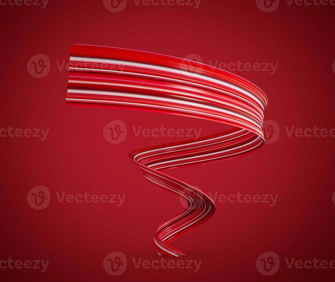 Red spiral 3d Ribbon isolated on Red Background 3d illustration photo