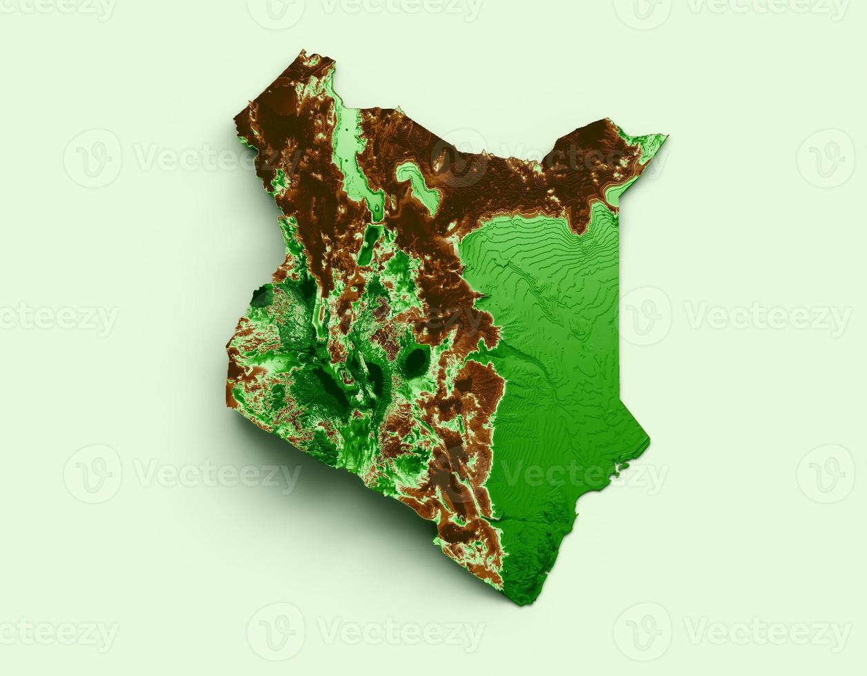 Kenya Topographic Map 3d realistic map Color 3d illustration photo