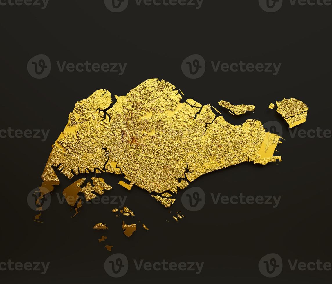 Singapore Map Golden metal Color Height map Background 3d illustration photo