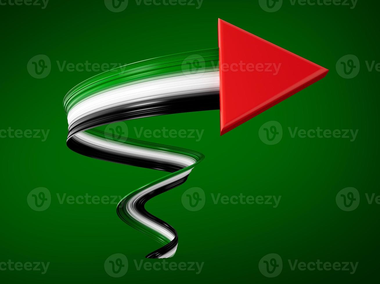 Palestine flag symbol isolated on background 3d arrow made with Palestine flag forward symbol 3d illustration photo