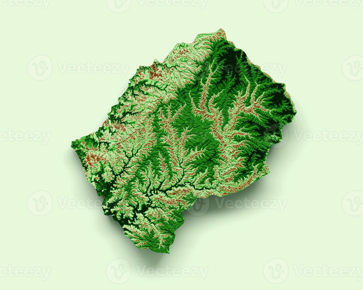 Lesotho Topographic Map 3d realistic map Color 3d illustration photo