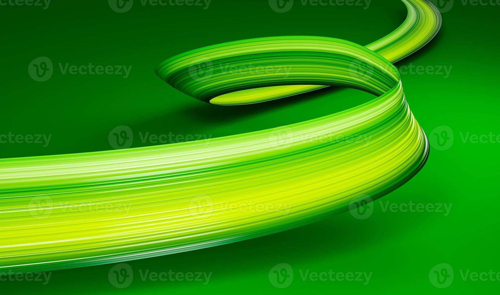 Green color wave paper line. Abstract texture smooth lines. Green ribbons 3d illustration photo