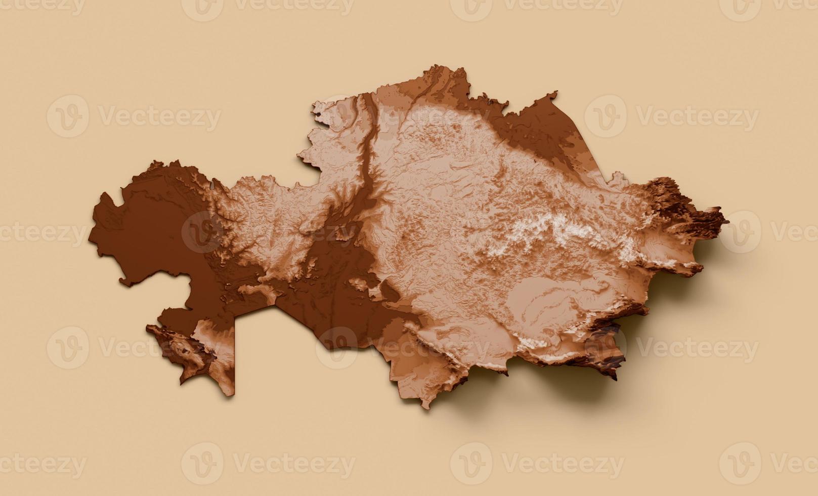 Map of Kazakhstan in old style, brown graphics in a retro style Vintage Style. High detailed 3d illustration photo