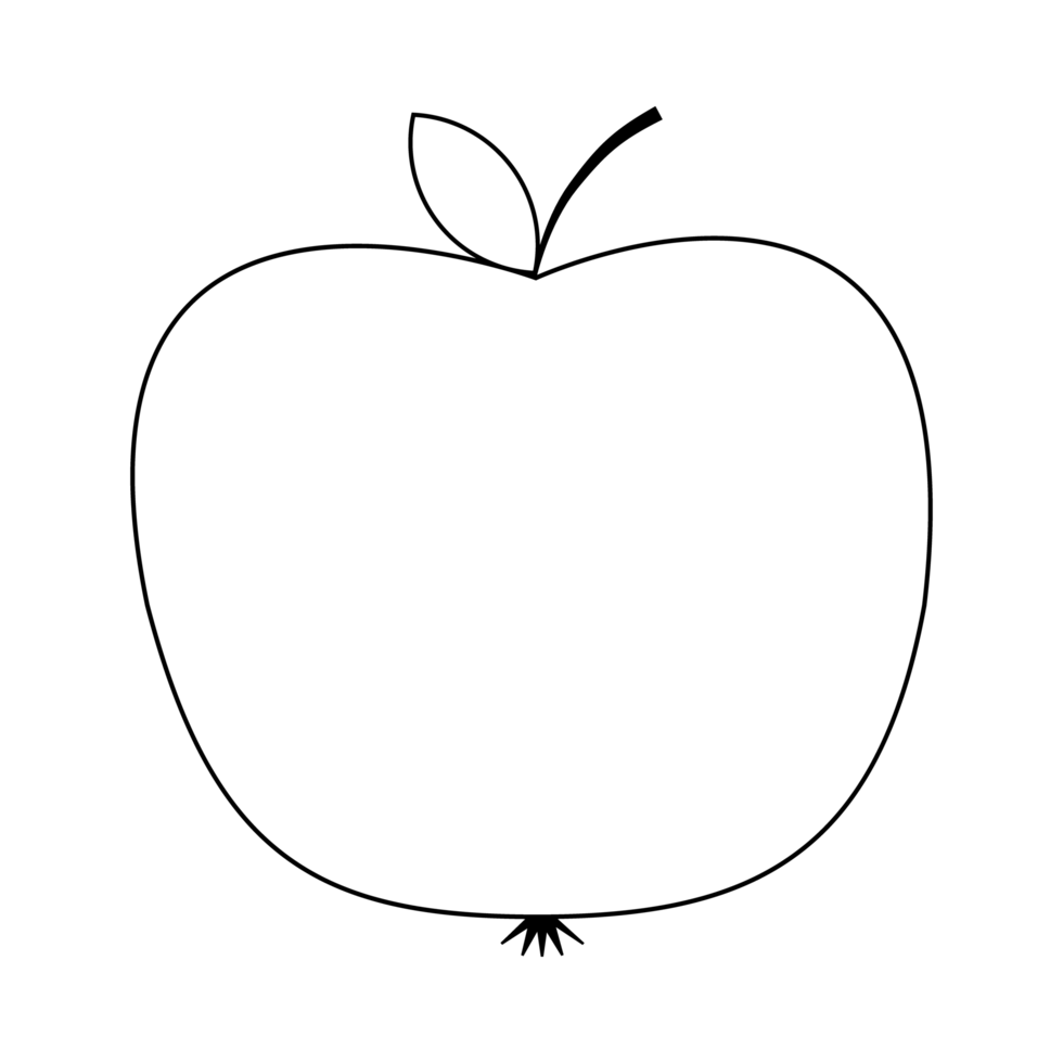 Contour apple . doodle style. monochrome image png