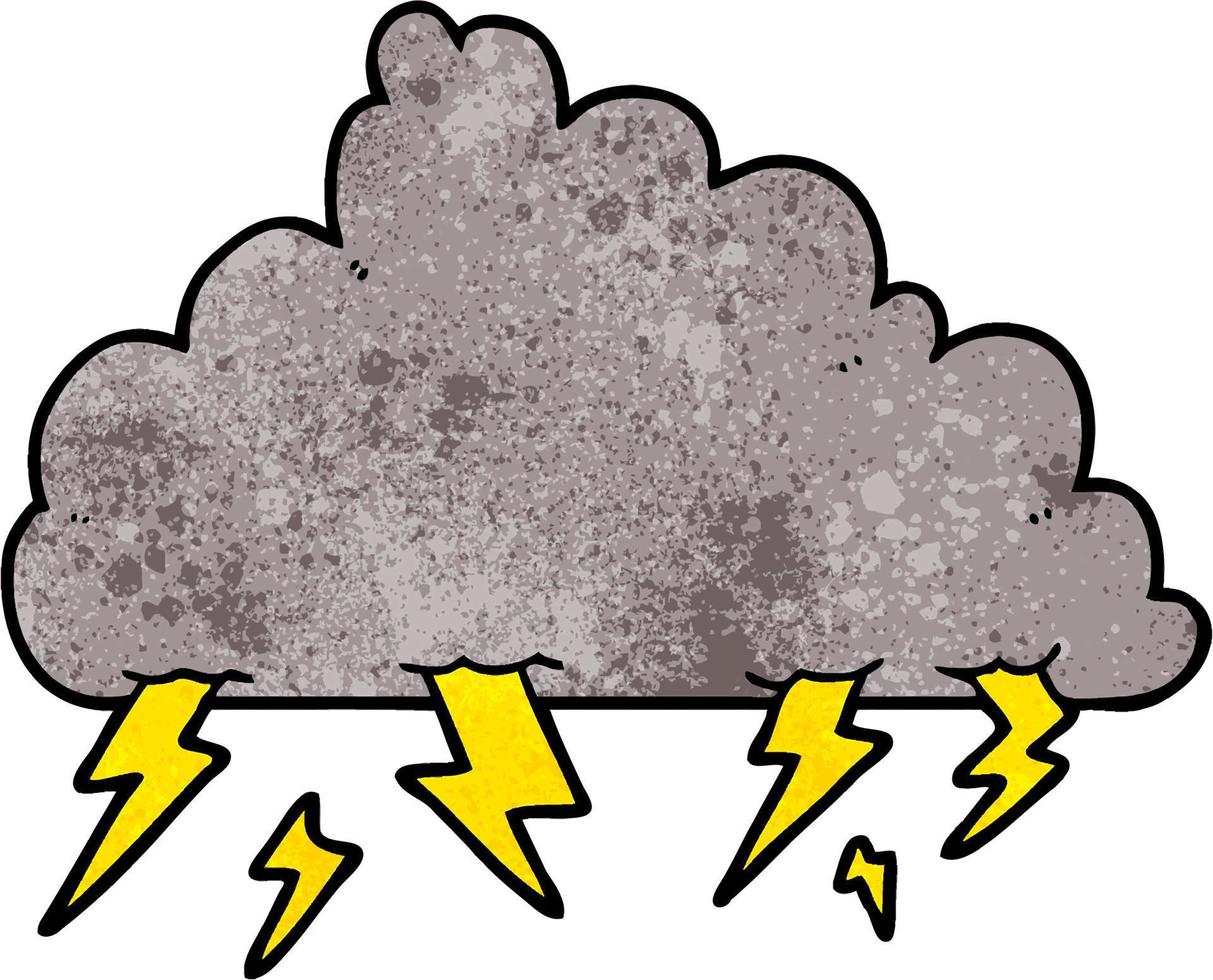 Retro grunge texture cartoon thundercloud vector