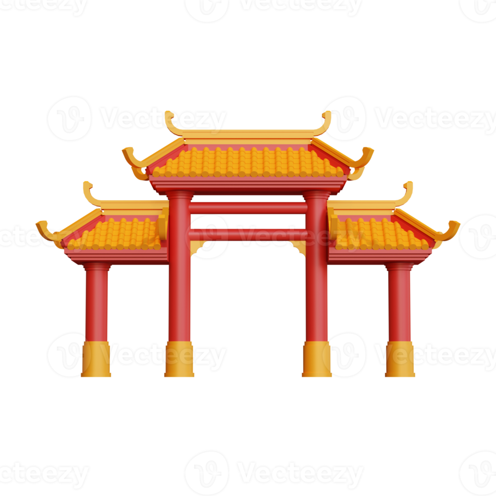 Chinatown Gate 3D Element png