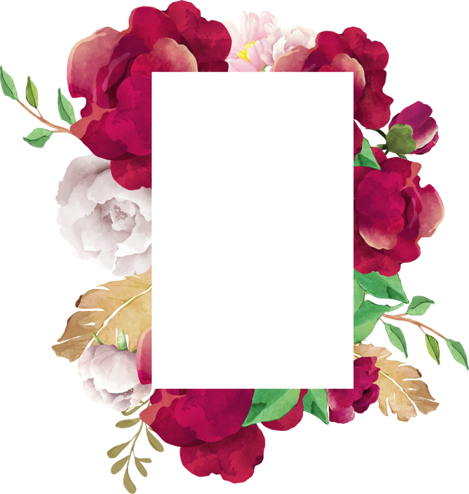 beau cadre de fleur rectangle png