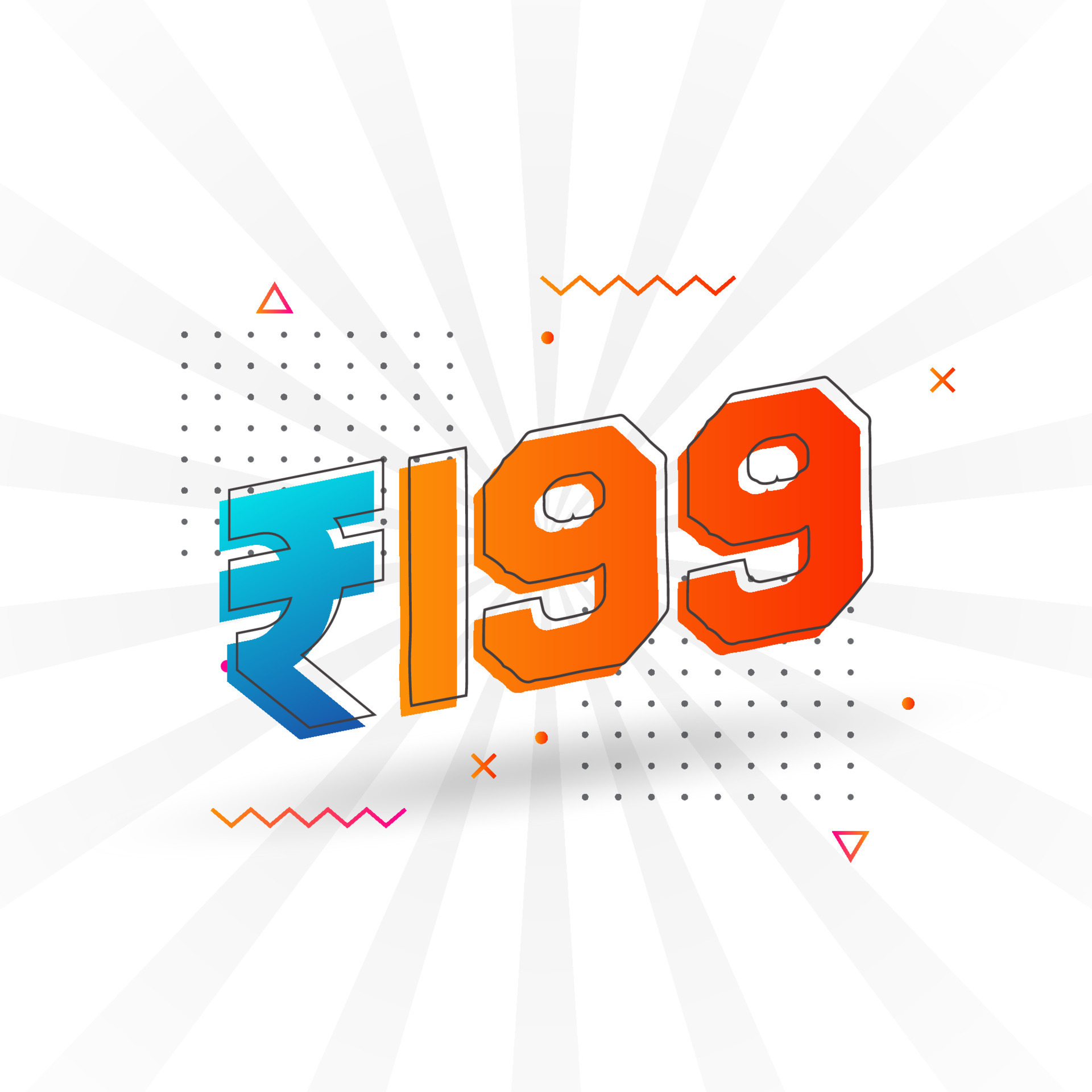 199 Indian Rupee Vector Currency Image 199 Rupee Symbol Bold Text 