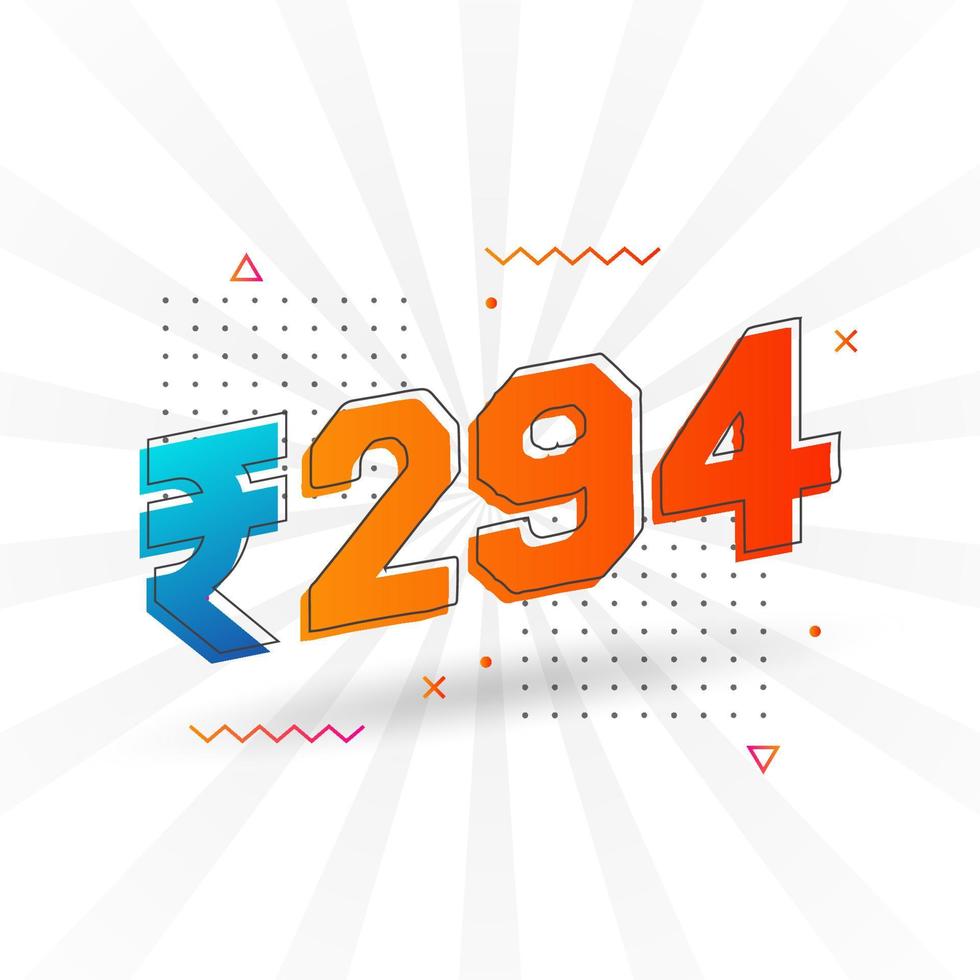 Imagen de moneda vectorial de 294 rupias indias. Ilustración de vector de texto en negrita de símbolo de 294 rupias