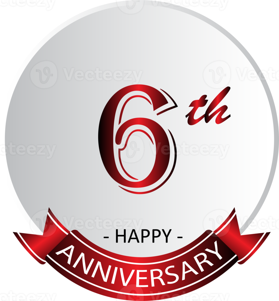 etiqueta de celebración del sexto aniversario png