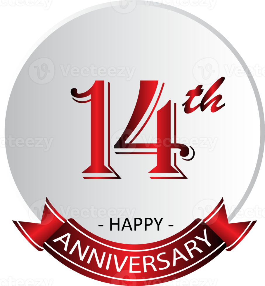 etiqueta de celebración del 14 aniversario png
