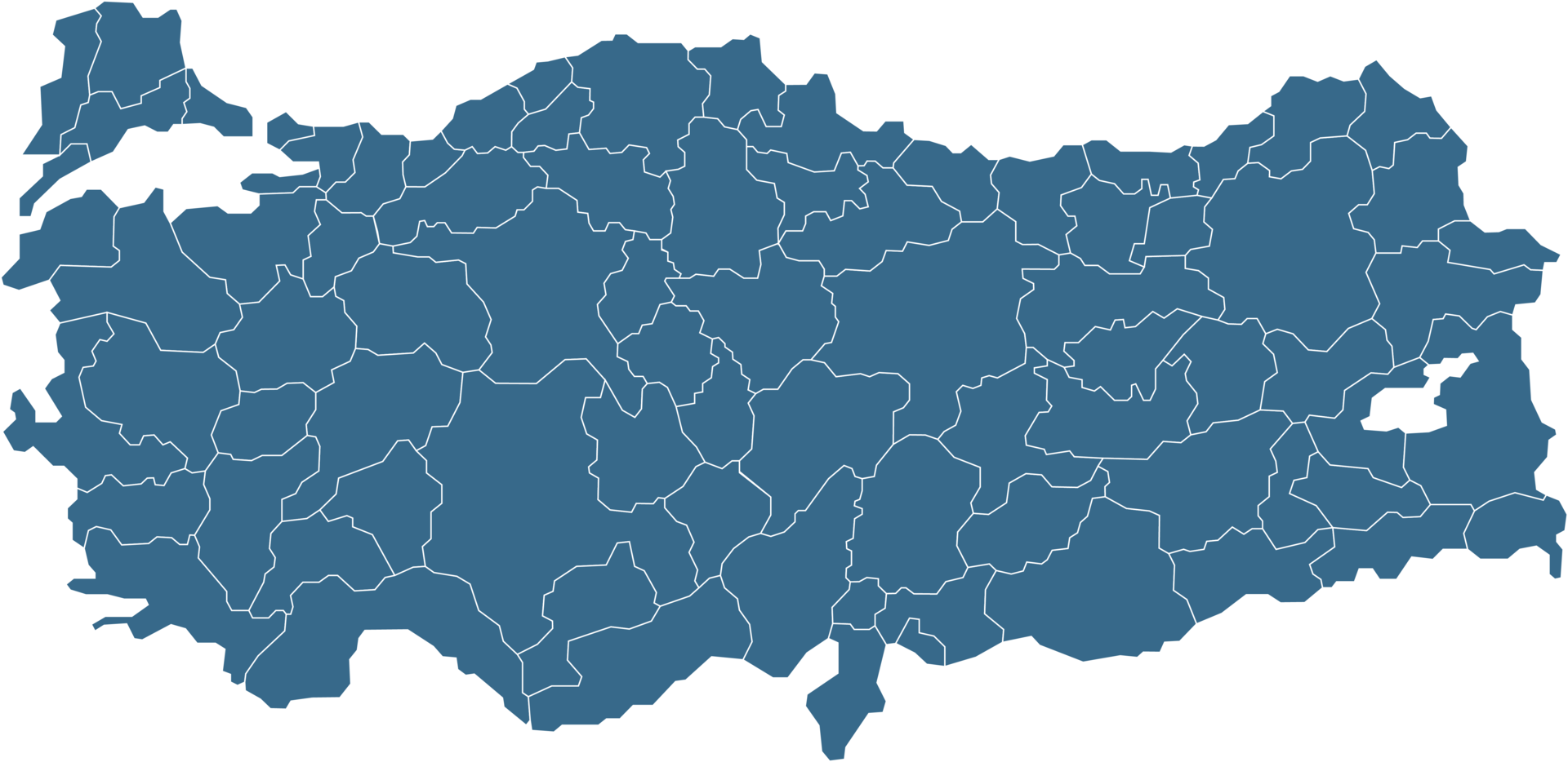 Turkey political map divide by state 13836230 PNG