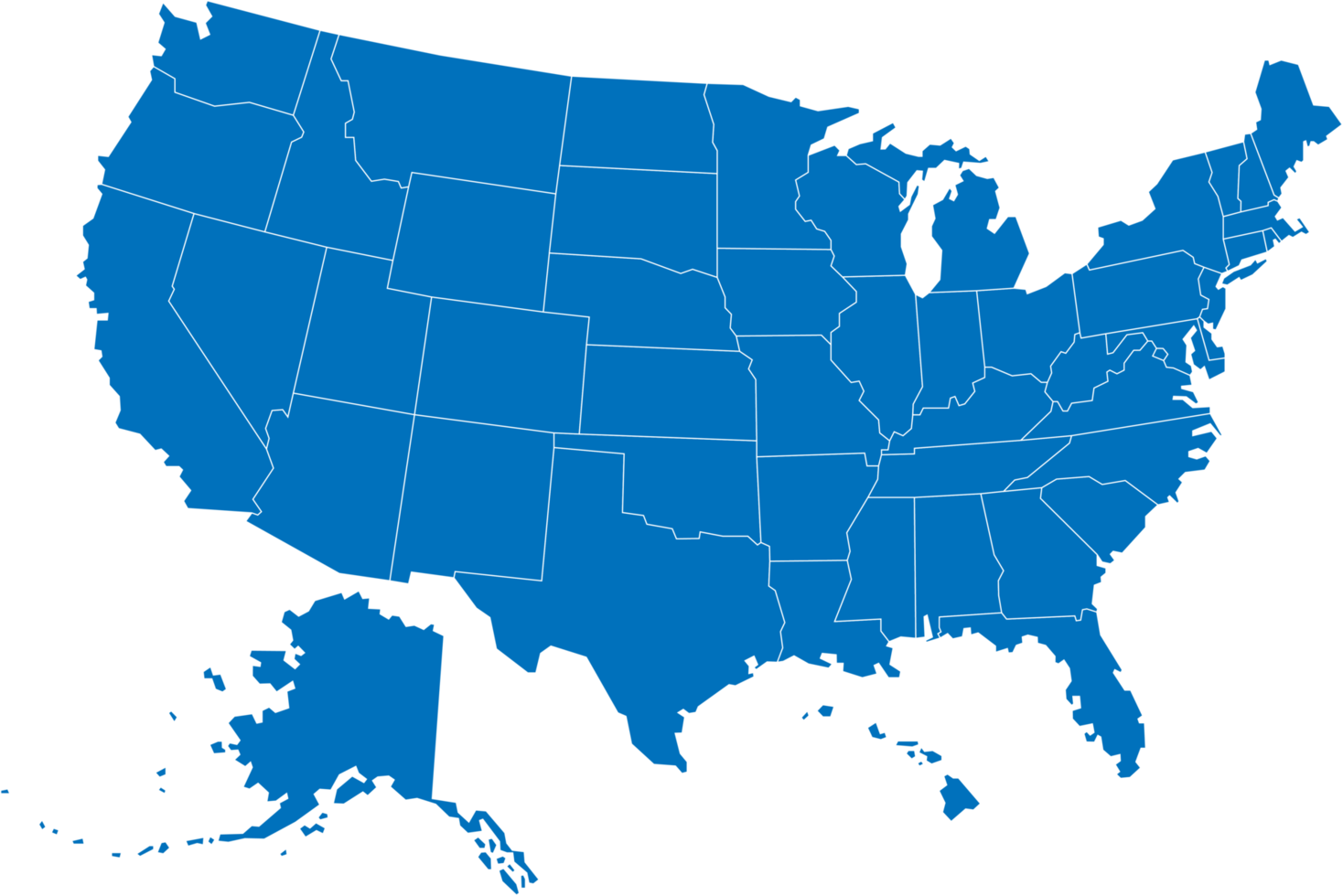 mappa politica degli stati uniti d'america png