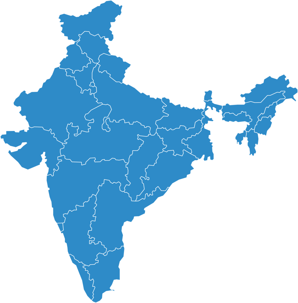 mapa político de india dividido por estado png