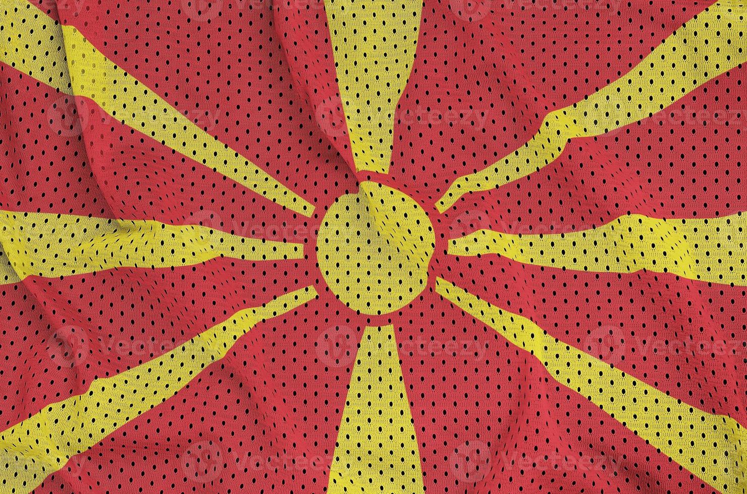 bandera de macedonia impresa en una tela de malla deportiva de nailon y poliéster foto