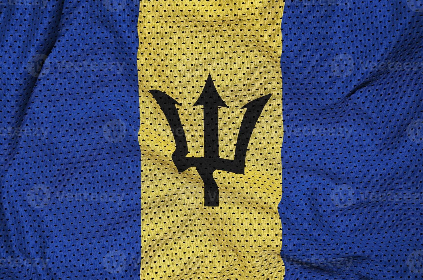 Barbados flag printed on a polyester nylon sportswear mesh fabri photo