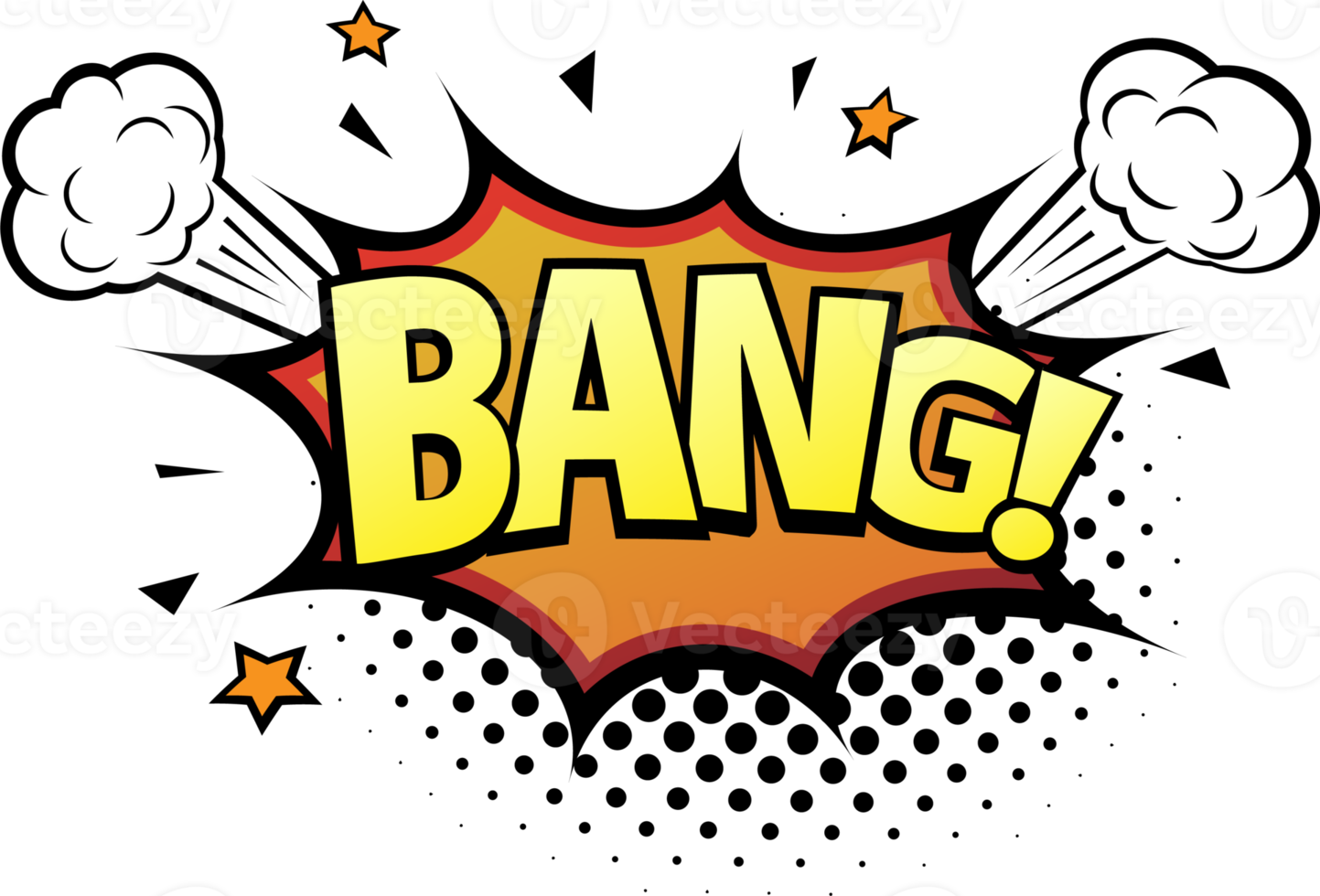 Comic lettering Bang. Comic speech bubble with emotional text Bang. Bright dynamic cartoon