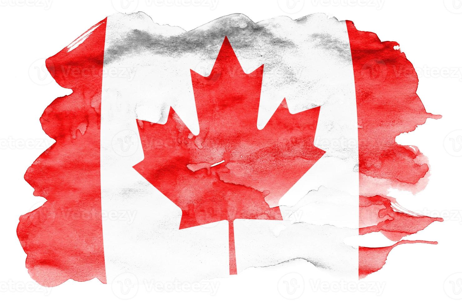 Canada flag is depicted in liquid watercolor style isolated on white background photo