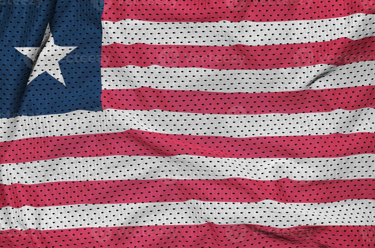 Liberia flag printed on a polyester nylon sportswear mesh fabric photo