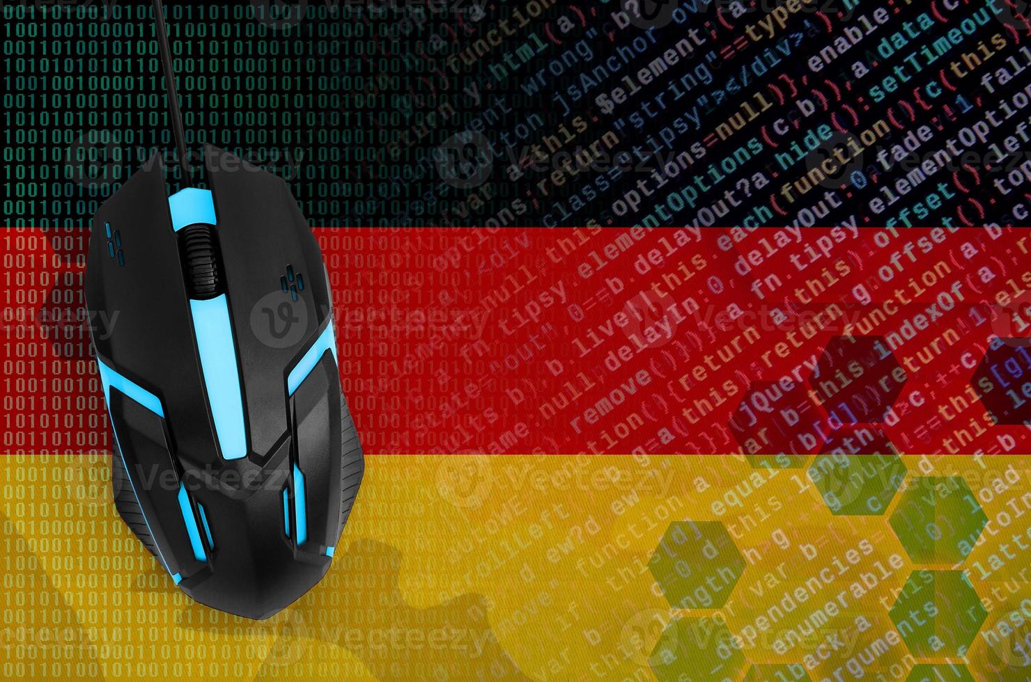 Germany flag and computer mouse. Digital threat, illegal actions on the Internet photo
