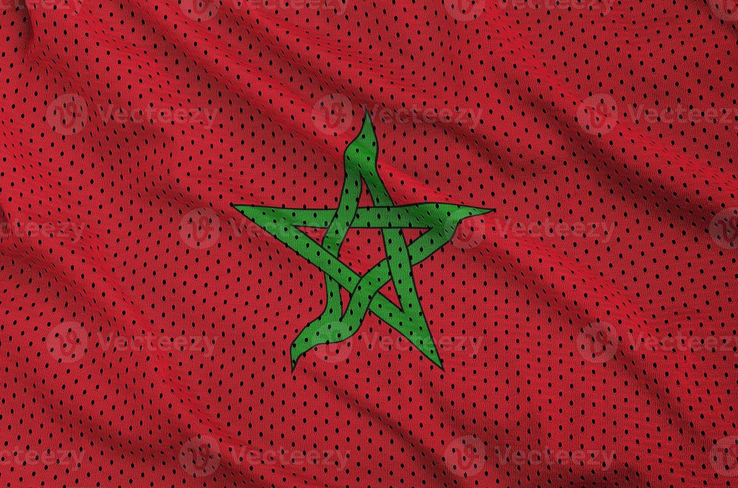 Morocco flag printed on a polyester nylon sportswear mesh fabric photo