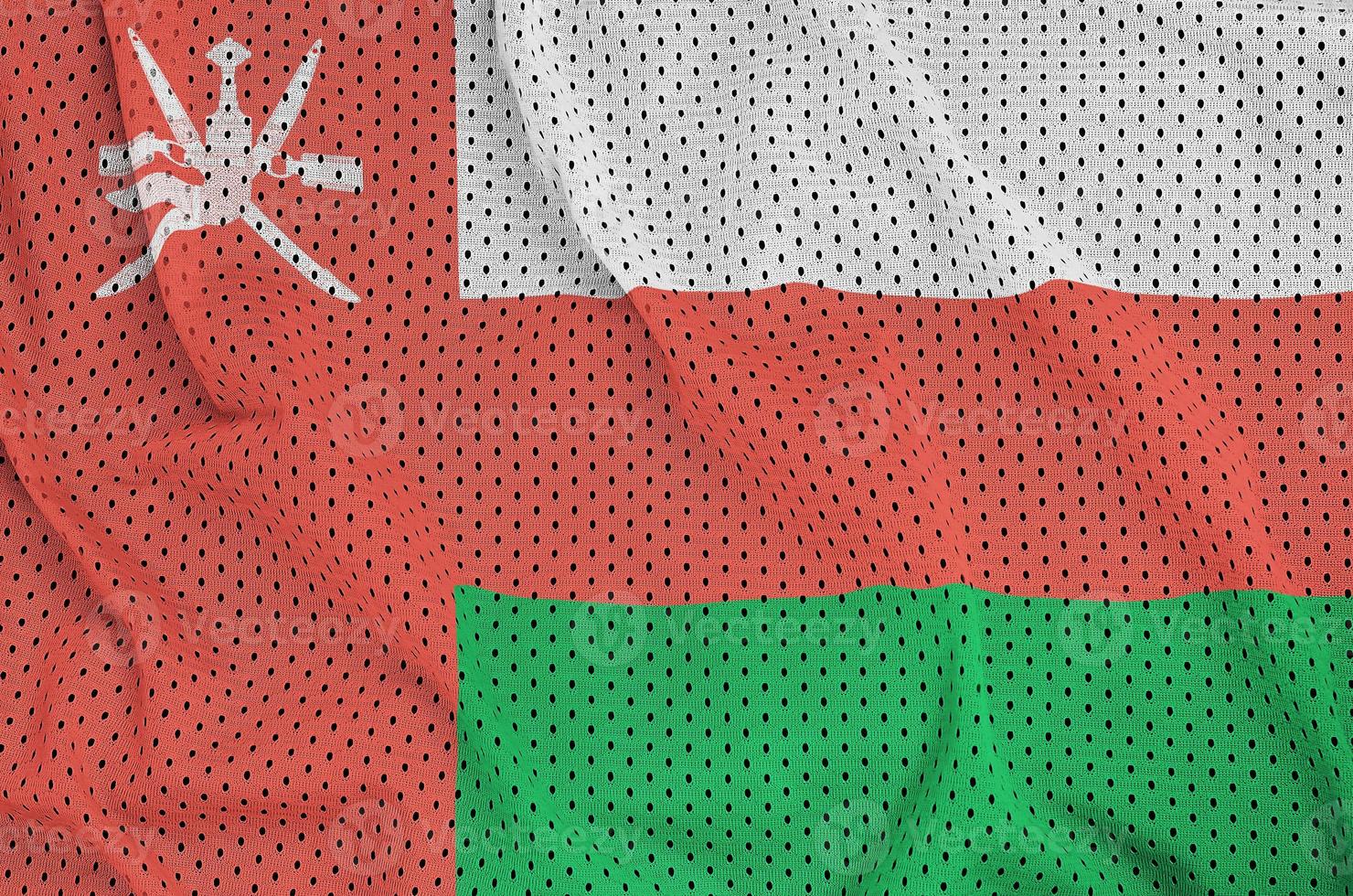 Oman flag printed on a polyester nylon sportswear mesh fabric wi photo