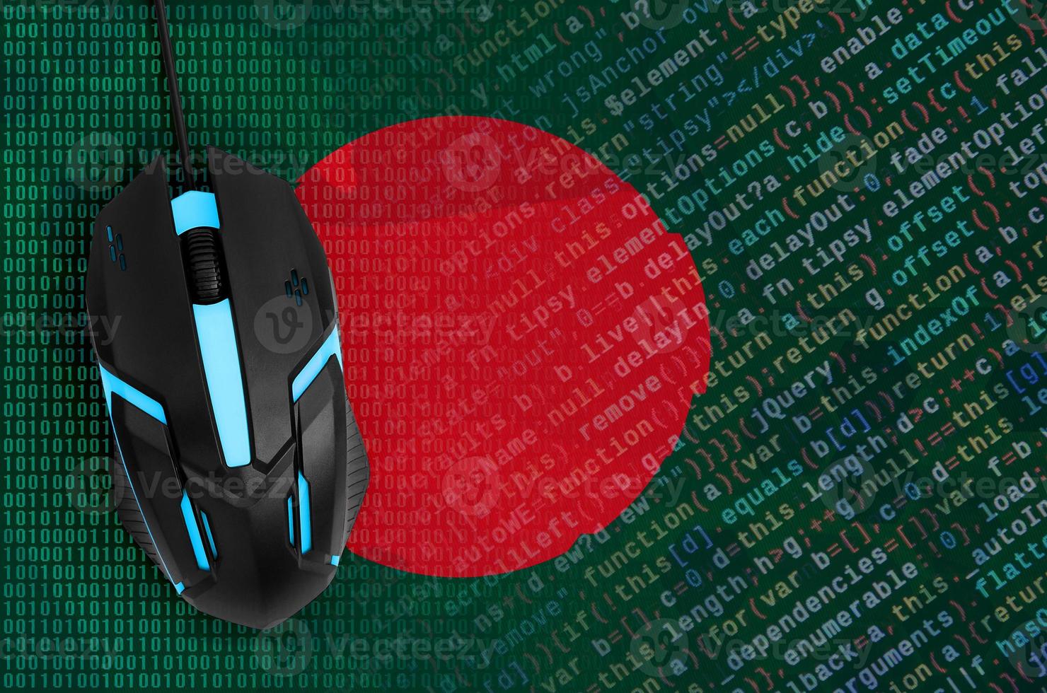 Bangladesh flag and computer mouse. Digital threat, illegal actions on the Internet photo