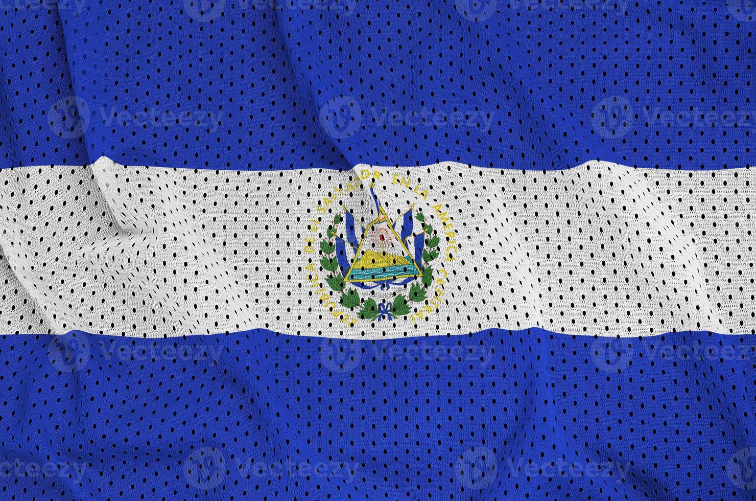 El Salvador flag printed on a polyester nylon sportswear mesh fa photo