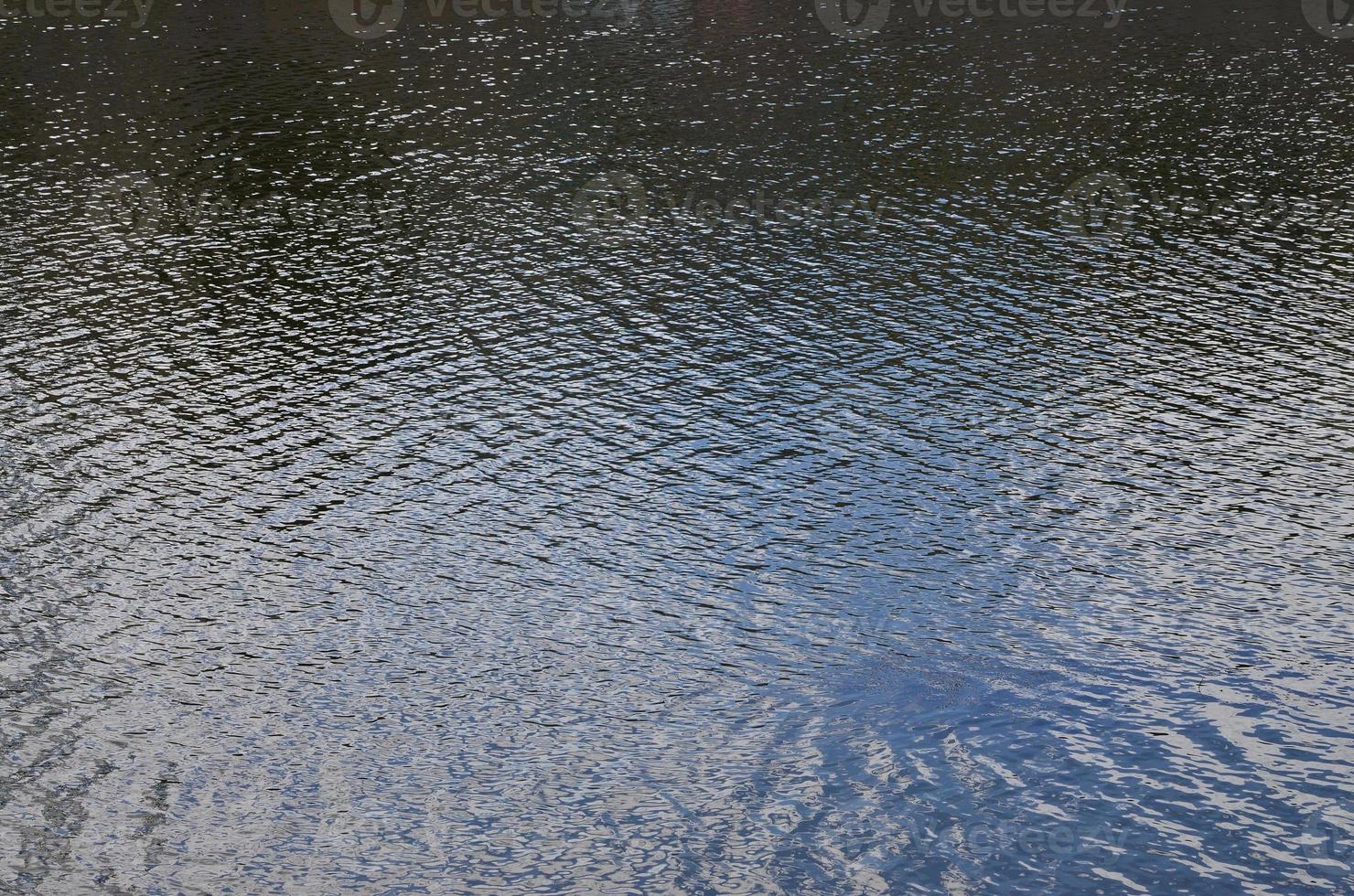 The texture of dark river water under the influence of wind, imprinted in perspective. Horizontal image photo