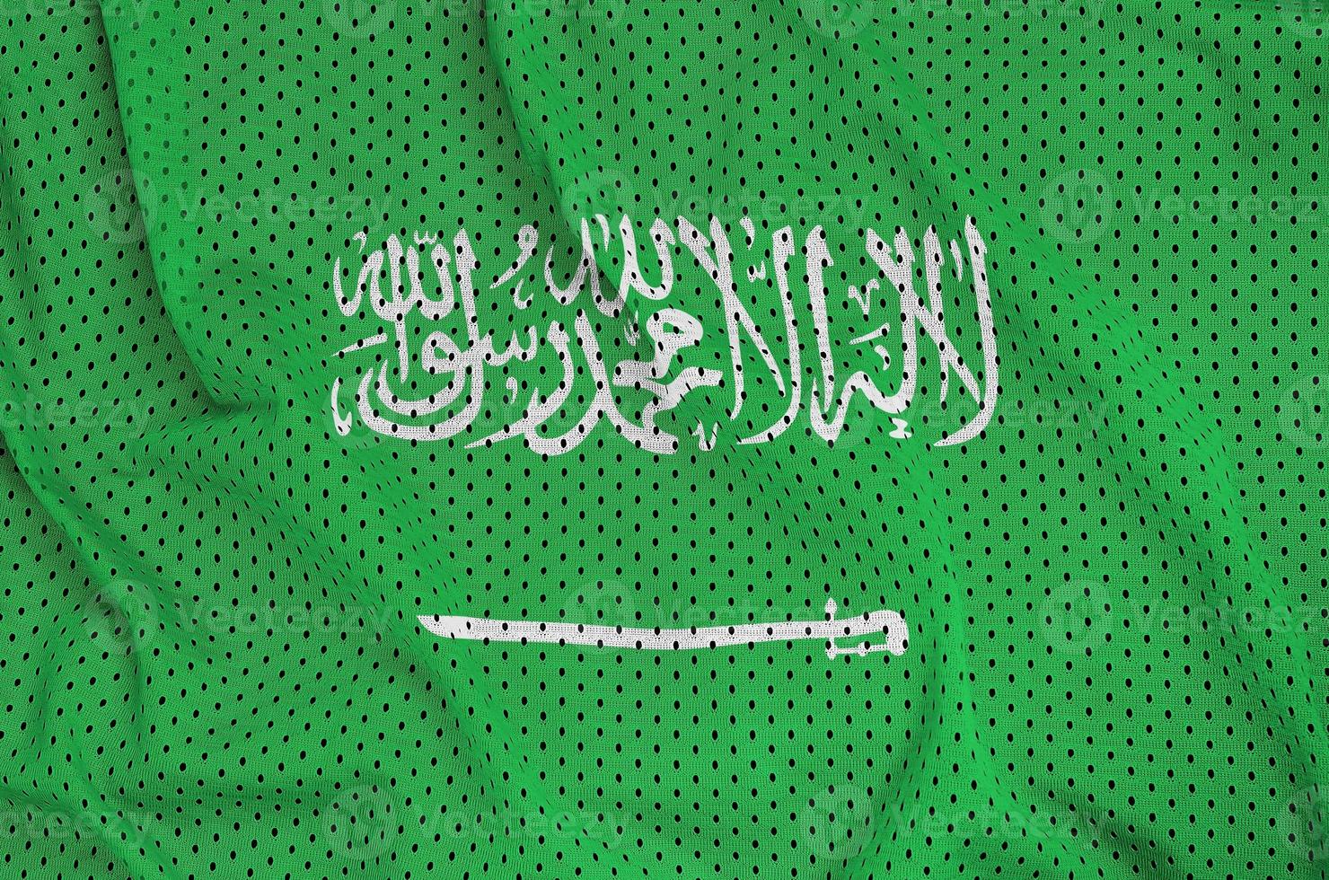 Saudi Arabia flag printed on a polyester nylon sportswear mesh f photo