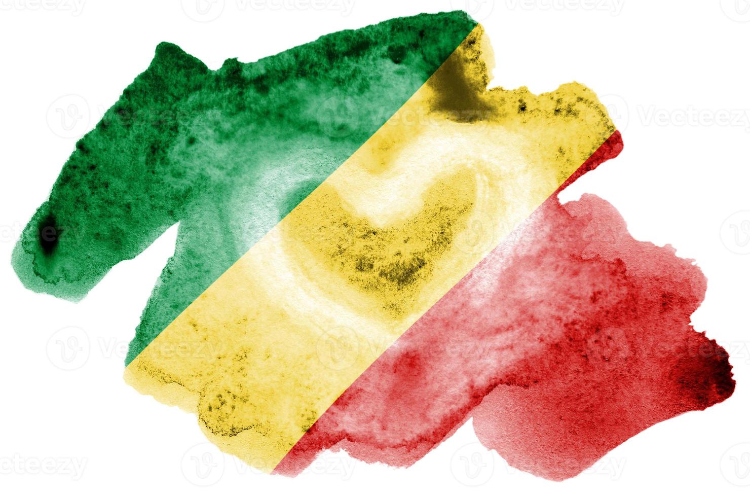 Congo flag is depicted in liquid watercolor style isolated on white background photo