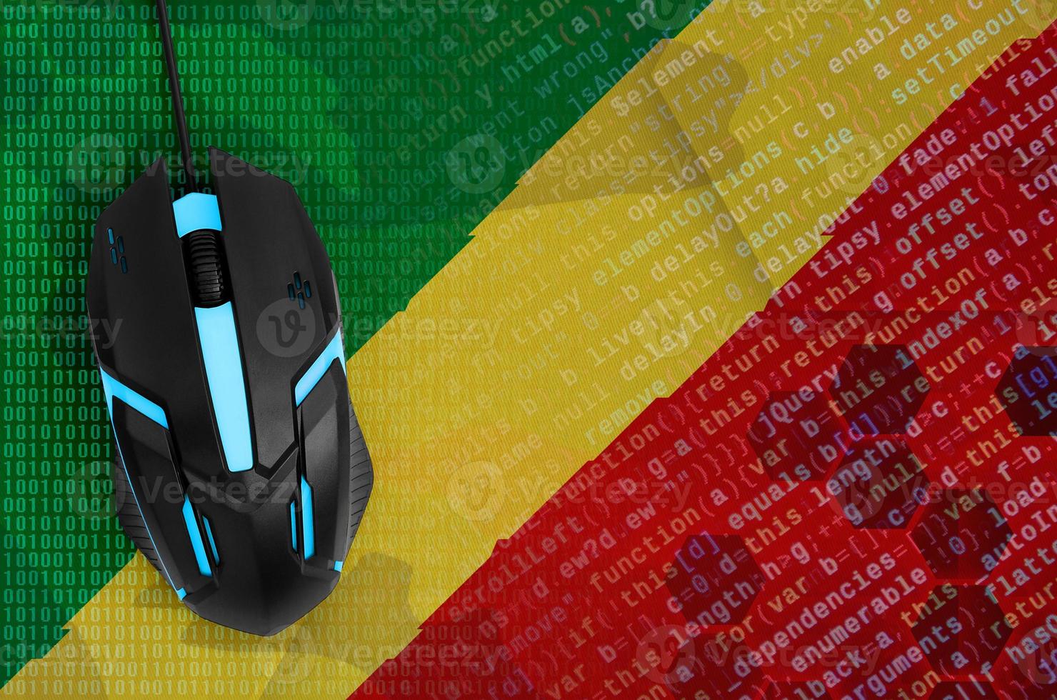 Congo flag and computer mouse. Digital threat, illegal actions on the Internet photo