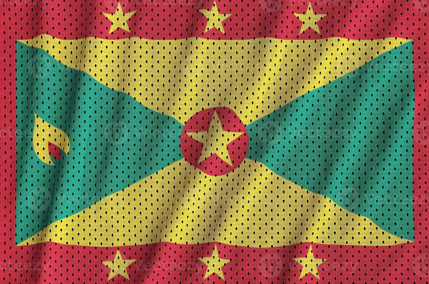 Grenada flag printed on a polyester nylon sportswear mesh fabric photo