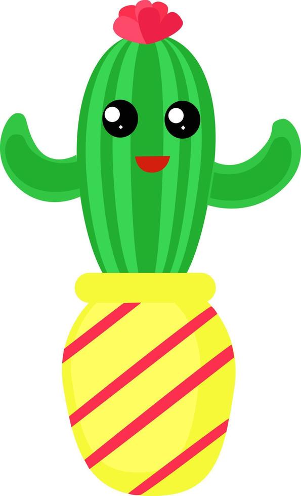 Cactus in yellow pot, illustration, vector on white background