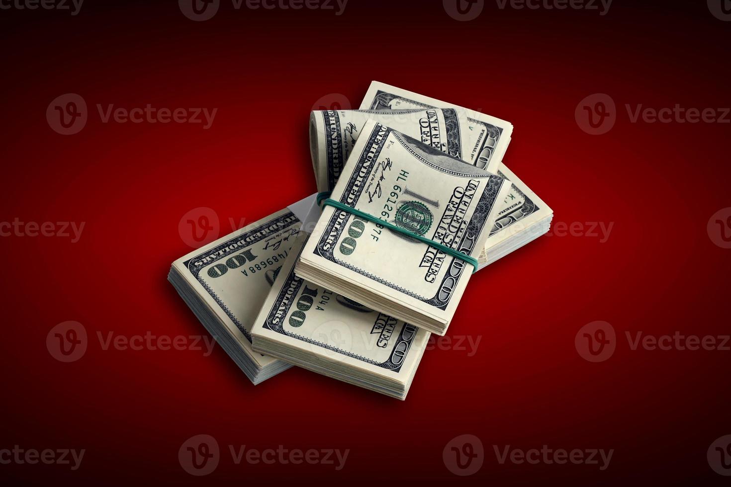 Bundle of US dollar bills isolated on white. Pack of american money with high resolution on perfect white background photo