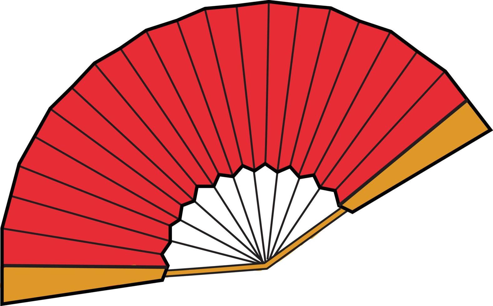 Abanico rojo, ilustración, vector sobre fondo blanco.