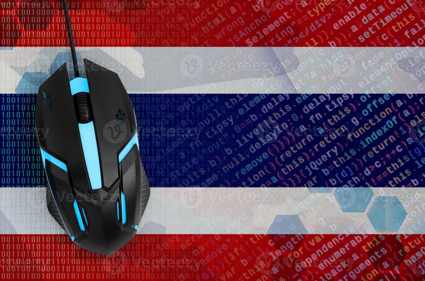 Thailand flag and computer mouse. Digital threat, illegal actions on the Internet photo