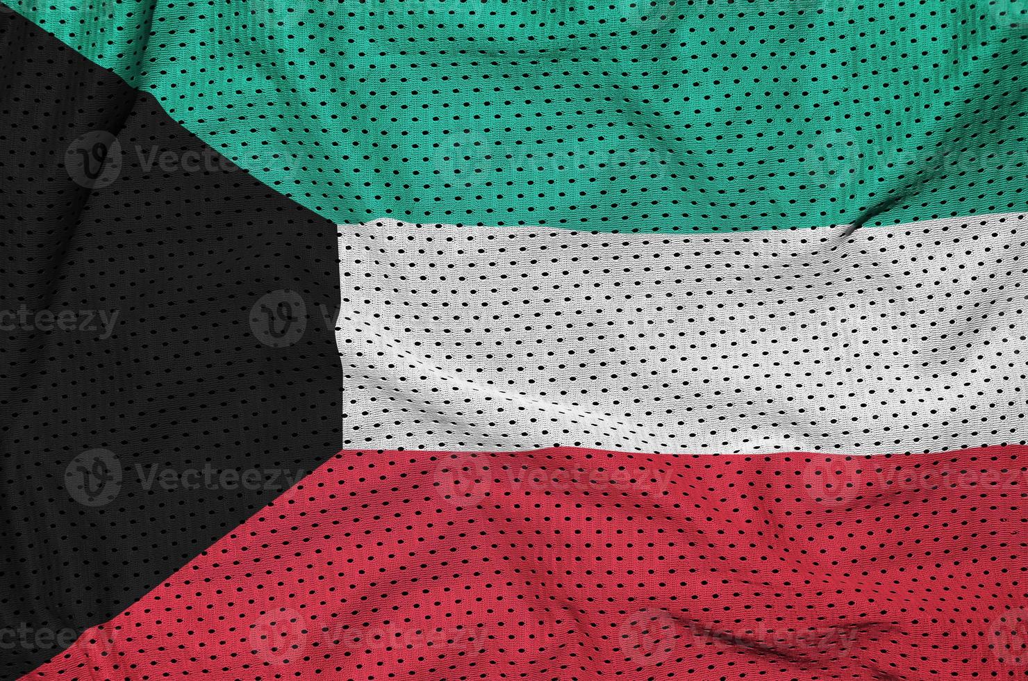 Kuwait flag printed on a polyester nylon sportswear mesh fabric photo